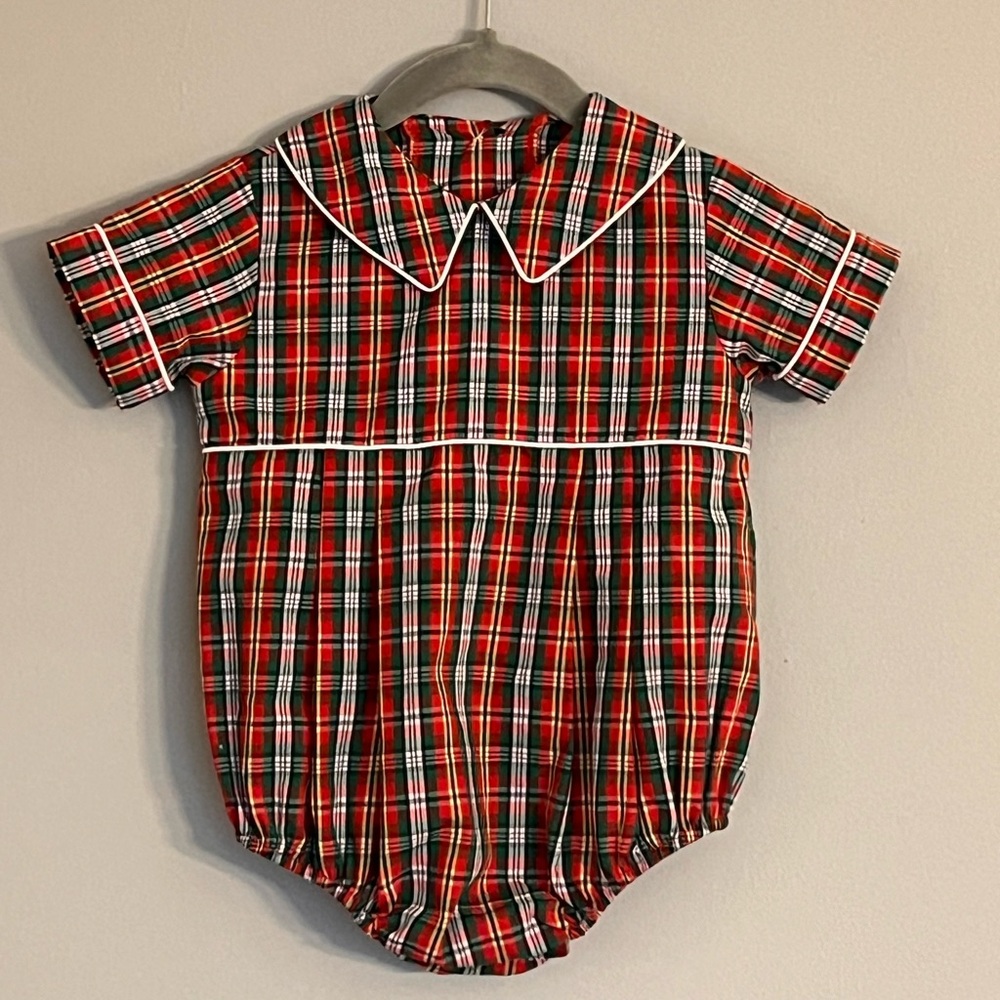 Beaufort Bonnet Company Plaid Romper Bubble